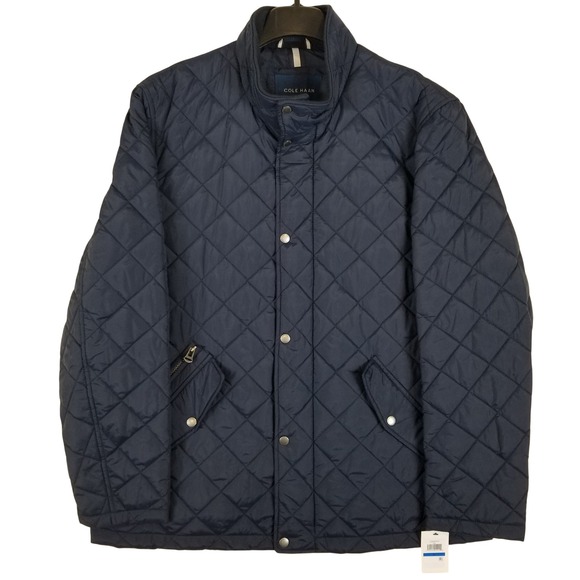 Cole Haan Mens Quilted Barn Jacket Navy Blue XL 530AP932 New With Tags